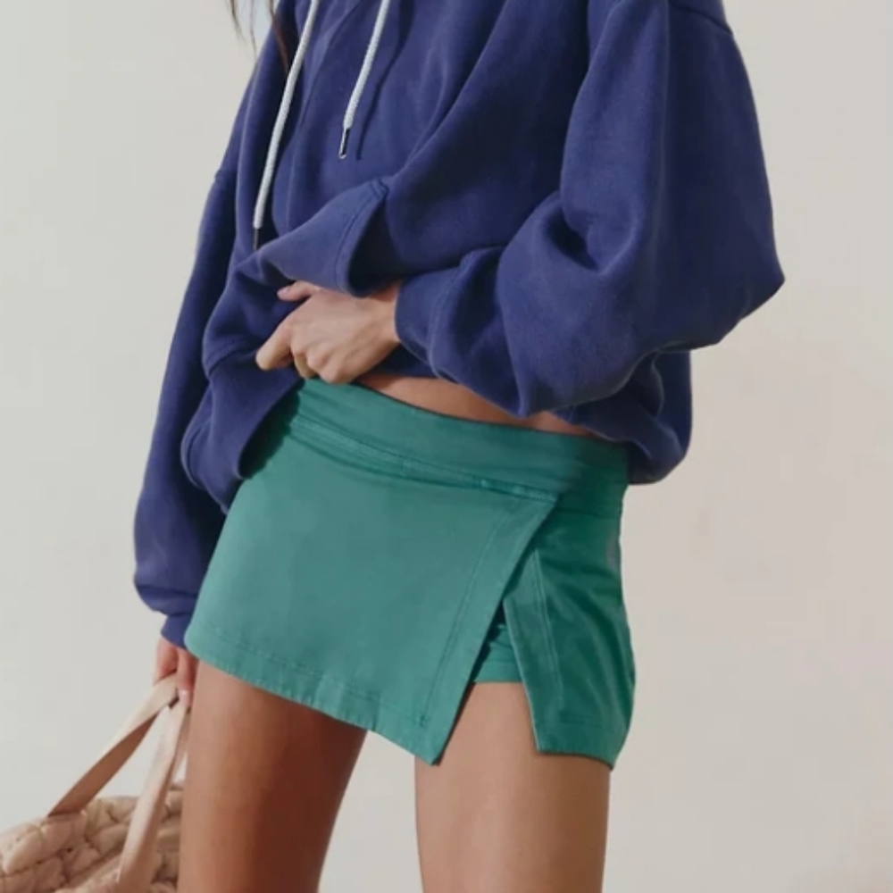 NWT Free People Hot Shot Mini Skort In Dark Green Size Large